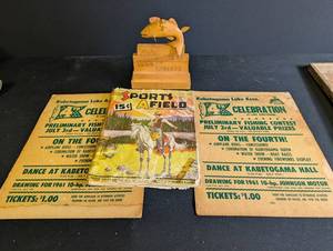 Vintage Sports Afield 1936 Magazine, Kabetogama Flyers & Fish Trophy Mixed Lot