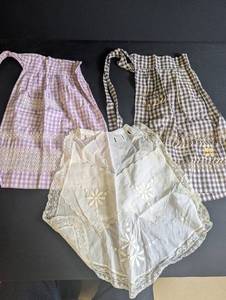 Vintage Embroidered Gingham Aprons (Lot of 3)