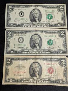 US Two Dollar Bills 1976 & 1963A (Lot of 3)