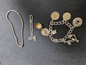 Sterling Jewelry Charm Bracelet, Necklace & Chain
