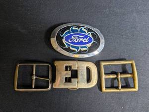 Ford Oval Belt Buckle With Brass Buckle Set