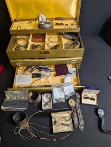 Vintage Estate Jewelry Mixed Lot Sterling, Watches, Bangles & Costume Jewelry