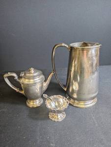 Hotel Silver Soldered Pitcher, Coffee Pot & Bowl Estate Set