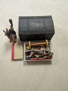 Vintage Sewing Notions Chest, Patterns & Accessories