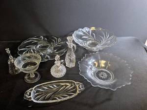 Clear Pressed Glass Serveware Mixed Lot