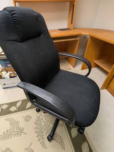 Black Upholstered Office Chair With Armrests