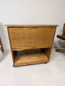 Vintage Oak Storage Cabinet With Key