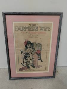 Antique the Farmers Wife August 1916 Framed Magazine Cover