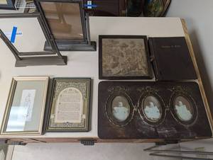 Mixed Lot Framed Art & Leaves of Gold Book