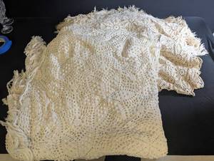 Handmade Crochet Afghan Throw With Fringe
