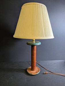 Wood Table Lamp With Pleated Shade