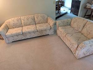 Floral Upholstered Sofa & Loveseat Set (Lot of 2)