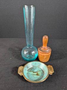 Vintage Israeli Glass, Wood & Metal Vanity Set