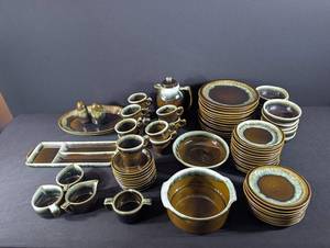 Vintage Brown Glaze Stoneware Dinnerware Set