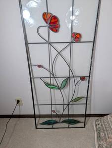 Stained Glass Floral Window Panel