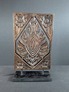 Carved Wood Floral Panel on Stand