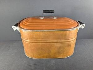 Vintage Copper Oval Roaster With Lid and Rack