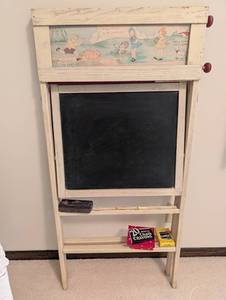 Vintage Childrens Chalkboard Easel Nursery Rhyme Board