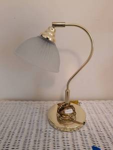 Brass Desk Lamp With Frosted Glass Shade