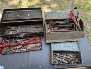 Mixed Lot Hand Tools in Metal Tool Boxes