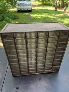 Vintage Metal Parts Cabinet 60-Drawer Organizer