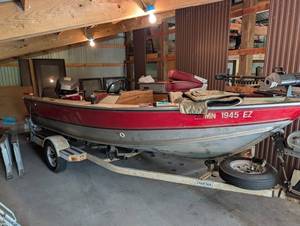 1986 16 ft Evinrude VRO Fishing Boat on Spartan Trailer