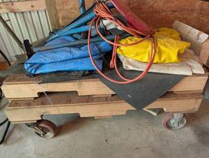 Industrial Rolling Cart With Tarps, Cables & Wheels