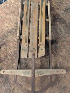 Vintage Wooden Sled Wood & Metal Runners