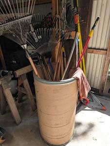 Garden Tool Mixed Lot in Barrel
