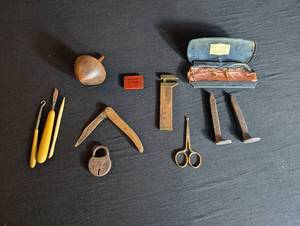 Vintage Optometrist Glasses Case, Schrader Tin & Hand Tools Mixed Lot