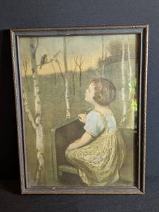 Framed Child in Birch Grove Print