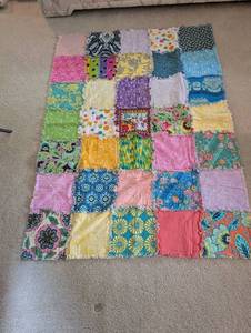 Patchwork Quilt, Crochet Squares & Embroidered Towels Mixed Lot