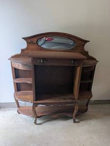 Oak Sideboard Cabinet With Mirror 49in W X 13in D X 49.5in H