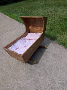 Wooden Baby Cradle With Bedding