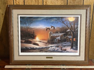 Terry Redlin The Sharing Season II Hand Signed Open Edition Print - Framed, Christmas 1986