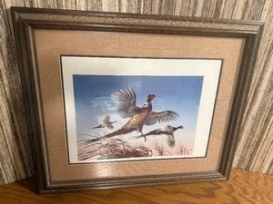 Terry Redlin The Landing Framed & Matted Ring-Necked Pheasant Wildlife Print, Signed, 1982