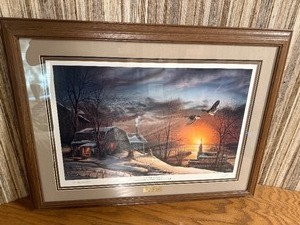 Framed Terry Redlin The Sharing Season Hand-Signed Open Edition Print, 33 x 25