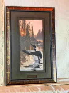 Frank Mittelstadt Greet The Day Signed Loon Print 443 of 450 Framed Suede Mat