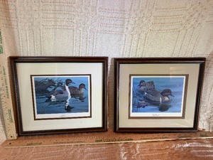 Pair of Vintage 1986 Randy McGovern Framed Duck Prints  Pintails & Green-Winged Teal