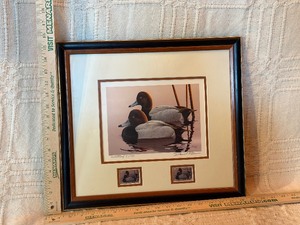 Daniel Pierce 1990 Wisconsin Waterfowl Stamp Print  Artist Proof 5150  Signed & Framed with Two Stamps