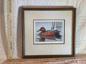 Framed & Signed 1985-86 Federal Duck Stamp Print Cinnamon Teal by Gerald Mobley - Limited Edition