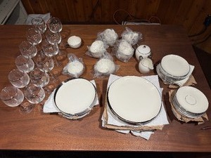 Picard China Crescent Hand Decorated Service for 12  Made in USA  Stemware Included
