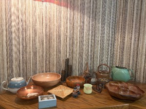 Vintage Mid Century Wood and Ceramic Serveware Salad Bowls Trays and Pottery Lot