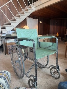 Vintage Theradyne Mint Green Chrome Folding Wheelchair