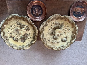 Vintage Cherub Relief Plates and Embossed Copper Israeli Souvenir Plates