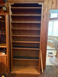 Vintage Solid Wood Tall Bookcase  Media Storage Shelf - Multi-Tiered