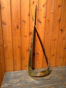Vintage Brutalist Mid-Century Modern BrassCopper Structural Table Art Sculpture