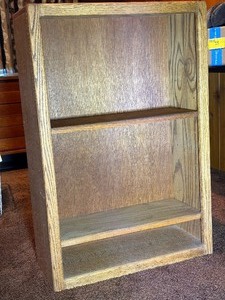 Vintage Solid Oak Small 3-Shelf Bookcase  Display Cabinet