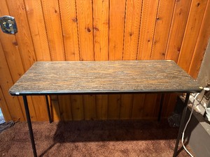 Vintage Faux-Wood Grain Folding Utility Table