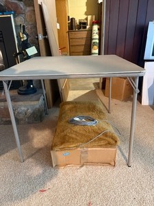 Vintage Meco Square Folding Card Table  TanBeige Metal Frame
